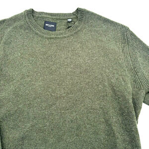 Only & Sons XL Hunter Green Knit Wool Sweater Pullover Crew Neck Long sleeves